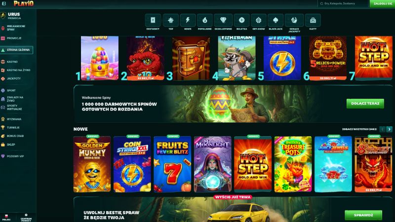 Playio Casino zrzut ekranu platformy